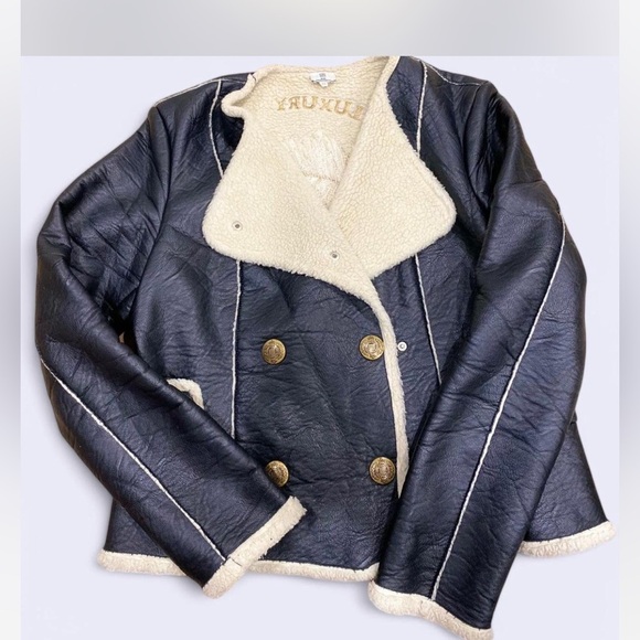 Luxurious GIL SANTUCCI studs faux shearling jacket M ptp 18.5 - Picture 5 of 10